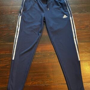 Adidas Men's Navy Joggers with Silver Stripes